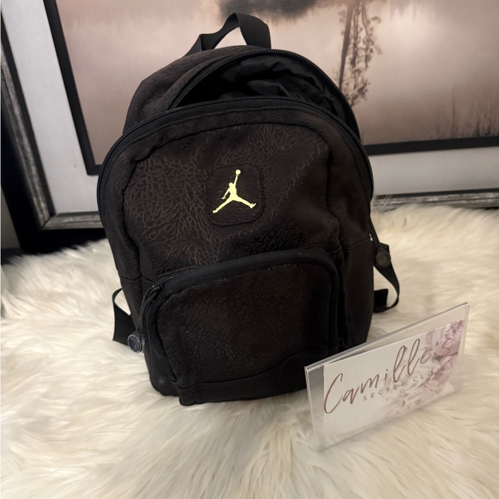 Jordan Mini Backpack in Black with Gold Jumpman